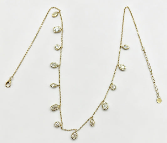 EE010 S925 Silver Necklace Clear Moissanite