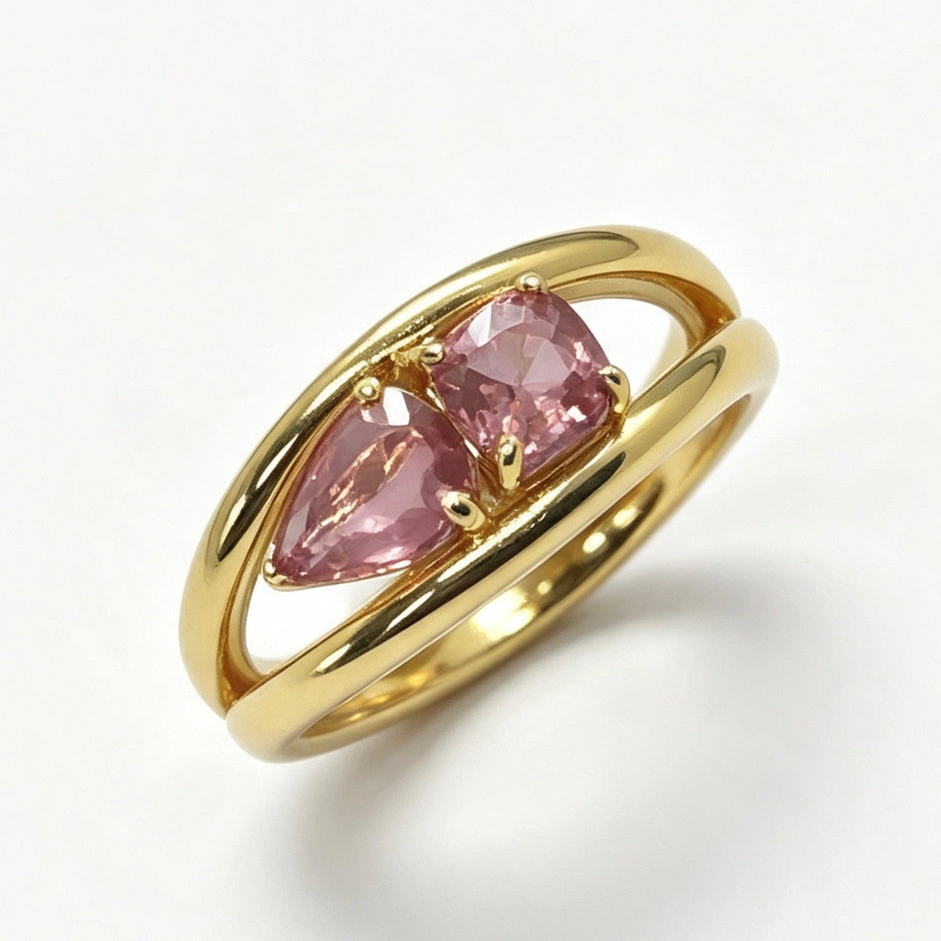 FF002 Toi et Moi Ring Clear Moissanite-Clear Moissanite | Peridot-Rhodolite Garnet | Spinel-Emerald | Aquamarine-Aquamarine | Peridot-Diopside | Emerald-Spinel | Pink Ruby-Pink Ruby
