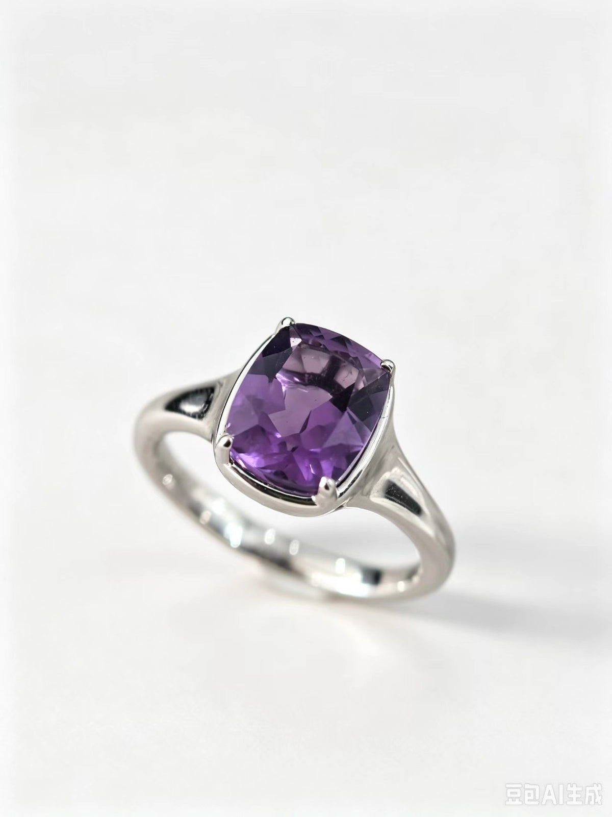FF003 S925 Silver Ring Clear Moissanite | Amethyst S001