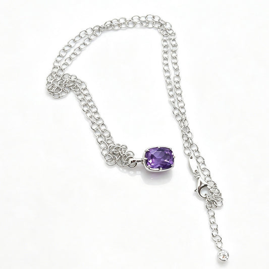 FF004 Necklace Clear Moissanite | Amethyst S001