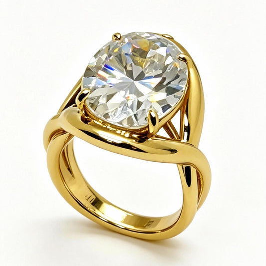 EE001 S925 Silver Ring Clear Moissanite