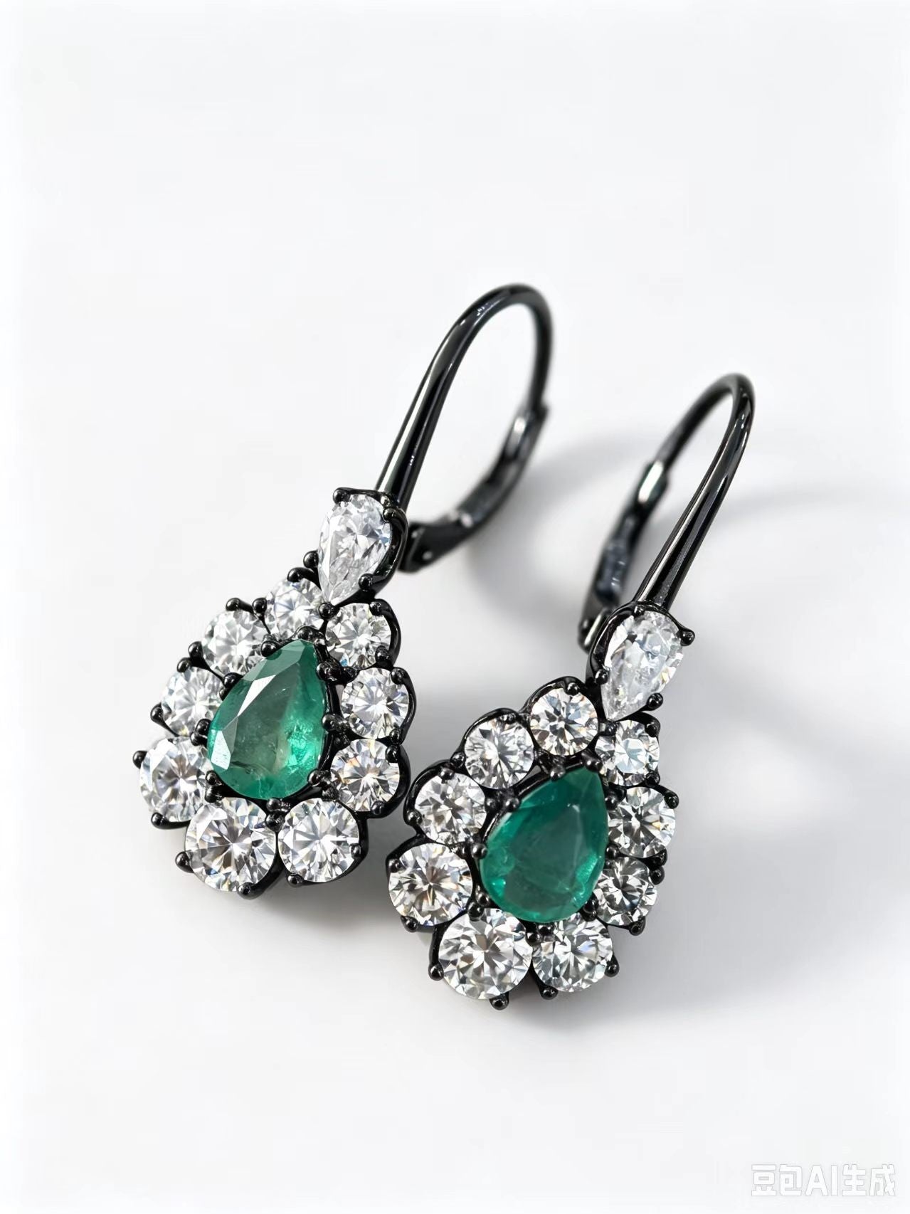 FF017 S925 Silver Earrings Emerald