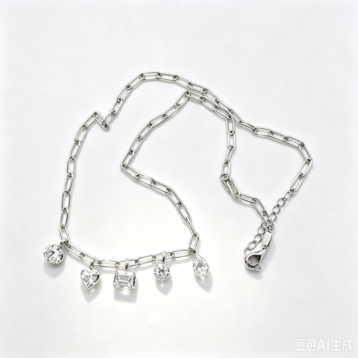 FF006 S925 Silver Necklace Clear Moissanite