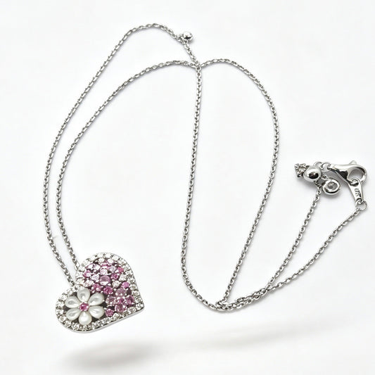 HT01P Heart Necklace Clear Moissanite S002