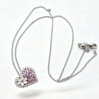 HT01P S925 Silver Heart Necklace Clear Moissanite S002