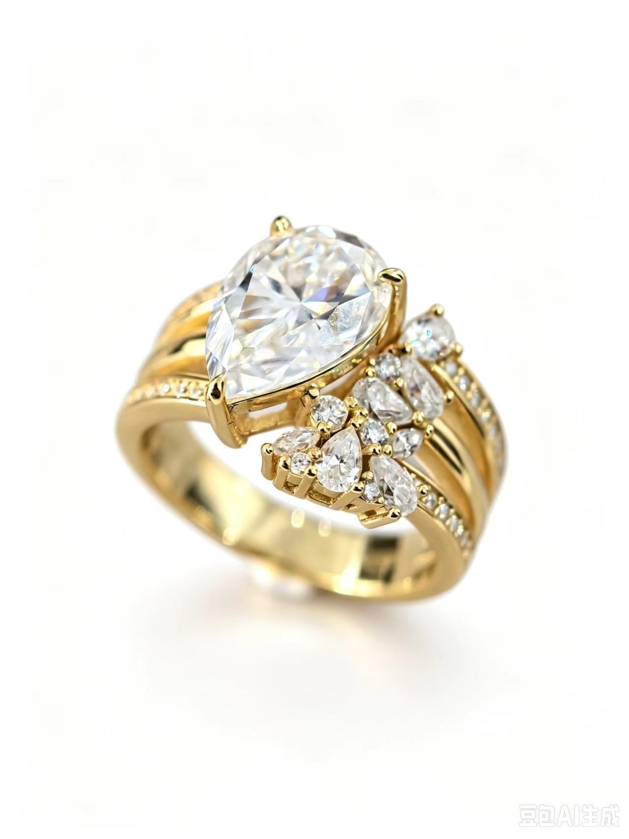 FF009 S925 Silver Ring Clear Moissanite
