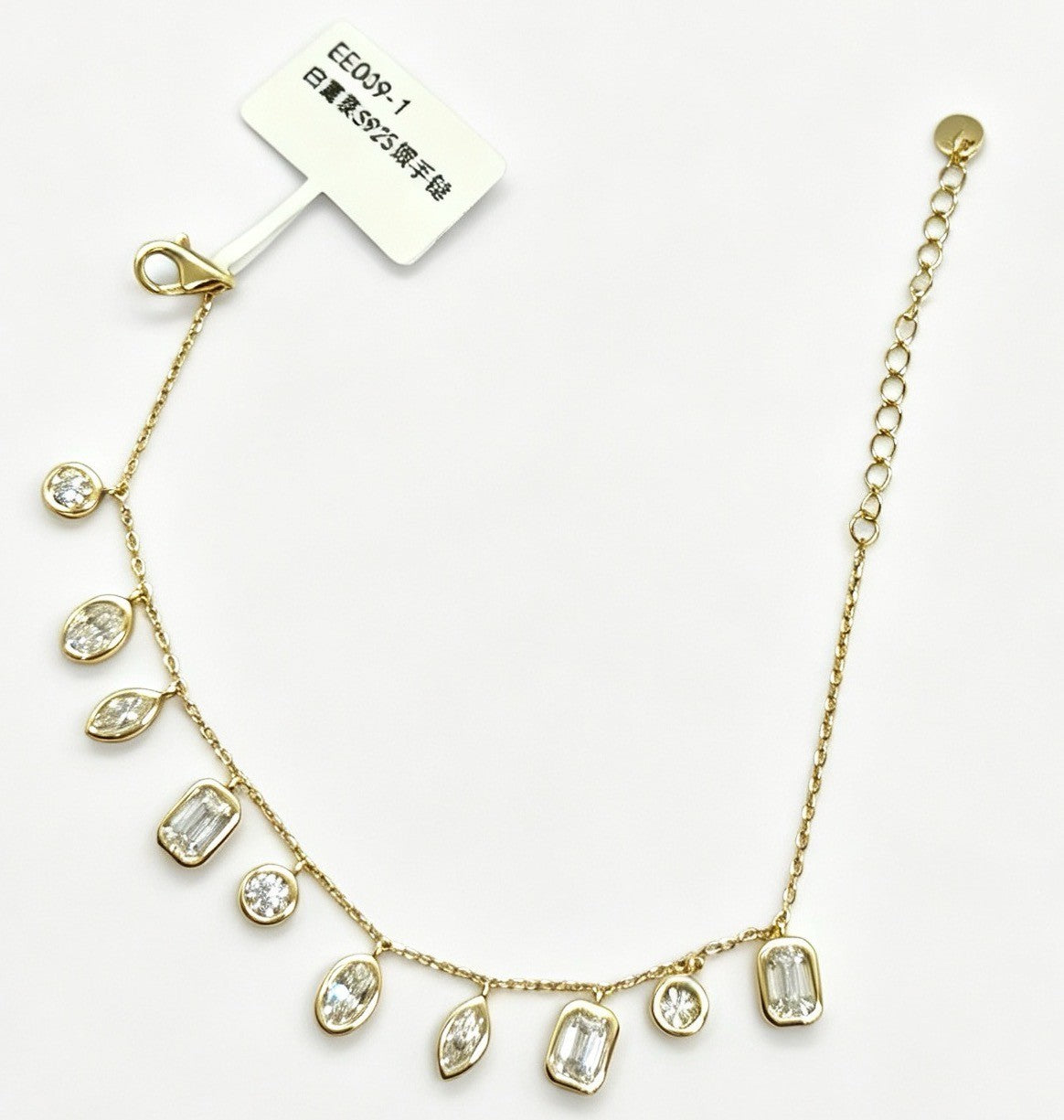 EE009 S925 Silver Bracelet Clear Moissanite