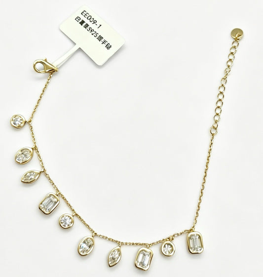 EE009 S925 Silver Bracelet Clear Moissanite